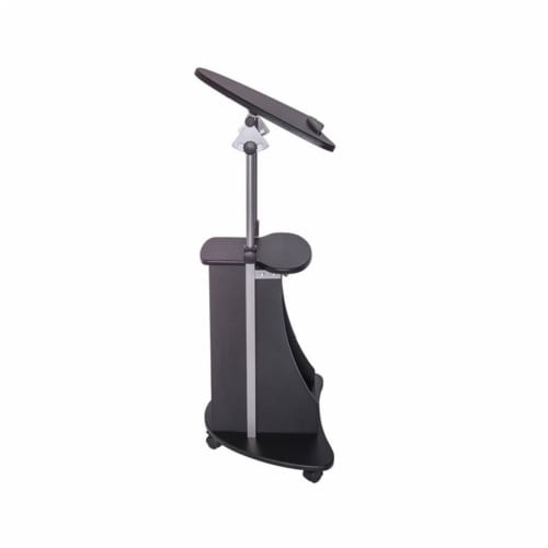 Techni Mobili Deluxe Height Adjustable Laptop Cart in Black Perspective: top
