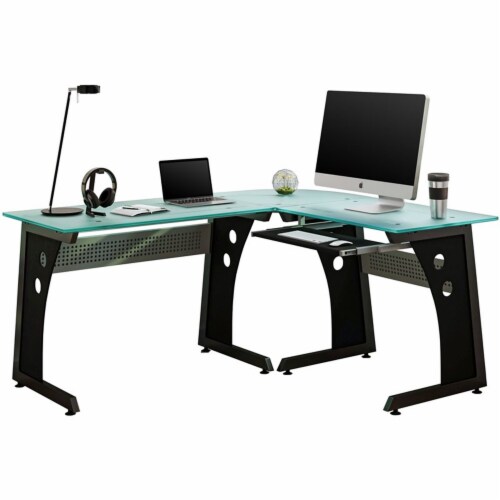Frosted glass l shaped desk discount