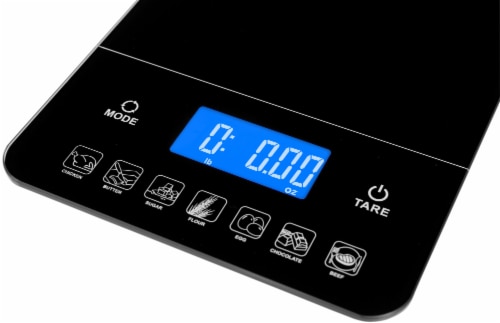 Ozeri Touch III 22 lbs (10 kg) Digital Kitchen Scale with Calorie Counter, in Tempered Glass Perspective: top