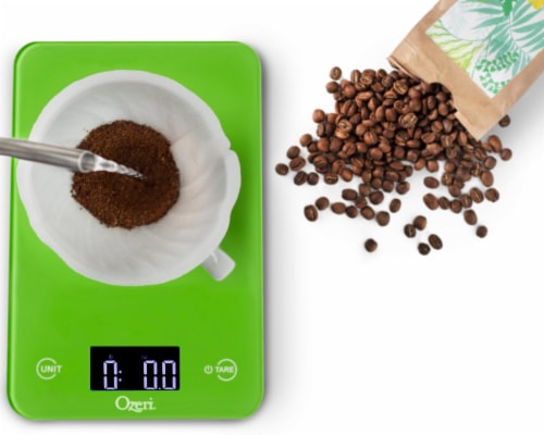 Ozeri Touch Professional Digital Kitchen Scale (12 Lbs Edition) Tempered Glass Green Perspective: top