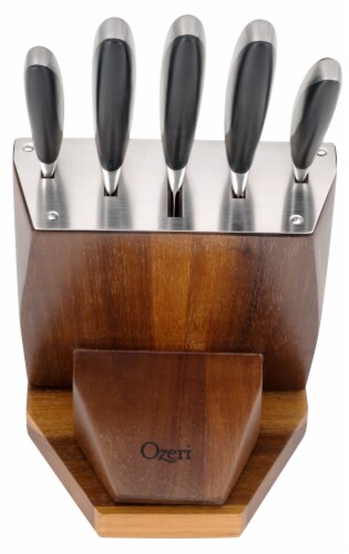 6-Piece Japanese Stainless Steel Knife Block Set with Rotating Knife Block and Tablet Holder 6-Piece Japanese Stainless Steel Knife Block Set with Rotating Knife Block and Tablet Holder