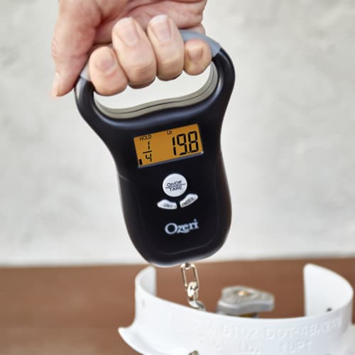Ozeri LS2 Multifunction Propane Tank Scale and BBQ Gas Gauge, with Luggage and Fish Scale Perspective: top