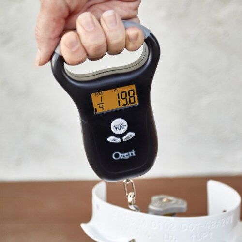 Ozeri LS2 Multifunction Propane Tank Scale and BBQ Gas Gauge, with Luggage and Fish Scale Perspective: top