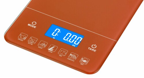 Ozeri Touch III 22 lbs (10 kg) Digital Kitchen Scale with Calorie Counter, in Tempered Glass Perspective: top