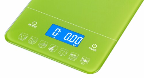 Ozeri Touch III 22 lbs (10 kg) Digital Kitchen Scale with Calorie Counter, in Tempered Glass Perspective: top