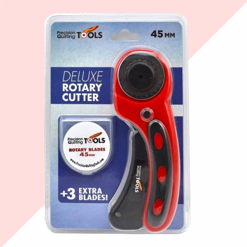 Precision Quilting Tools 45mm Deluxe Rotary Cutter Red - 3 Extra Blades Perspective: top