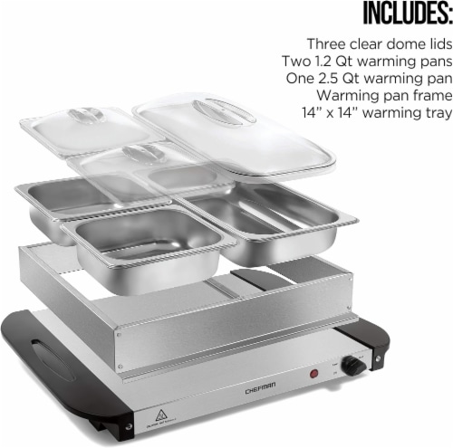 Chefman Stainless Steel Electric Buffet Server & Warming Tray Perspective: top