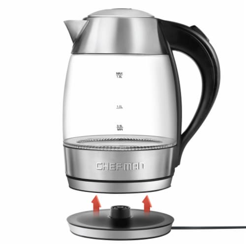 Chefman 1.8L Glass Electric Kettle with Tea Infuser - Silver