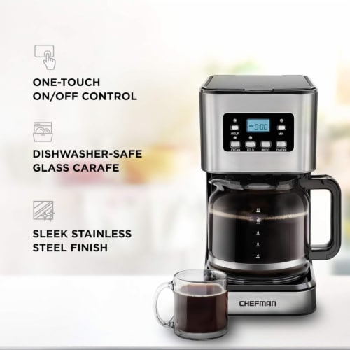 Chefman Square Stainless Steel Programmable Electric Coffee Maker