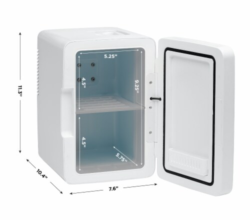 Chefman Portable LED Mirrored Mini Fridge - White Perspective: top