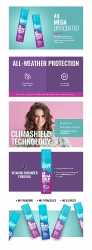 Rave 4X Mega Hold Unscented Hair Spray Perspective: top