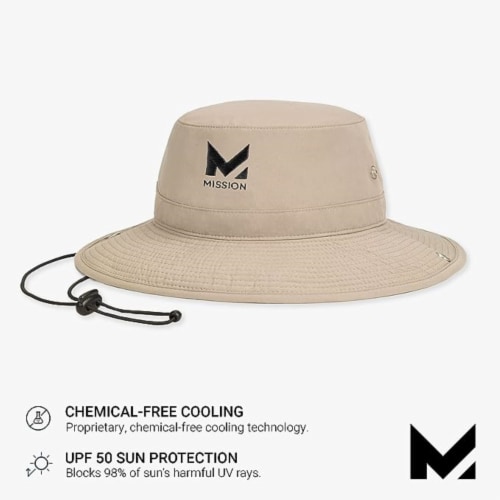 Cooling Bucket Hat Khaki Perspective: top