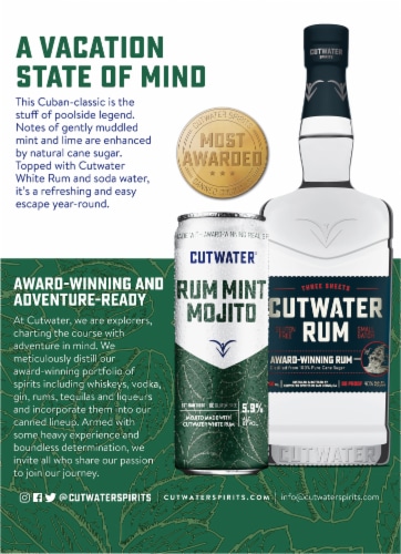 Cutwater Rum Mint Mojito Cocktail Perspective: top
