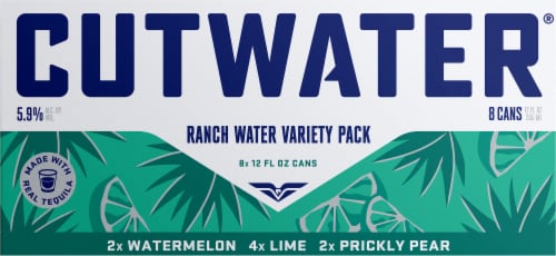 Cutwater Watermelon/Lime/Prickly Pear Ranch Water Variety Pack Perspective: top