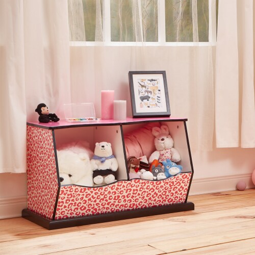 Teamson Kids Children Pink Wooden Storage Drawers Toy Box Storage TD-12473P Perspective: top