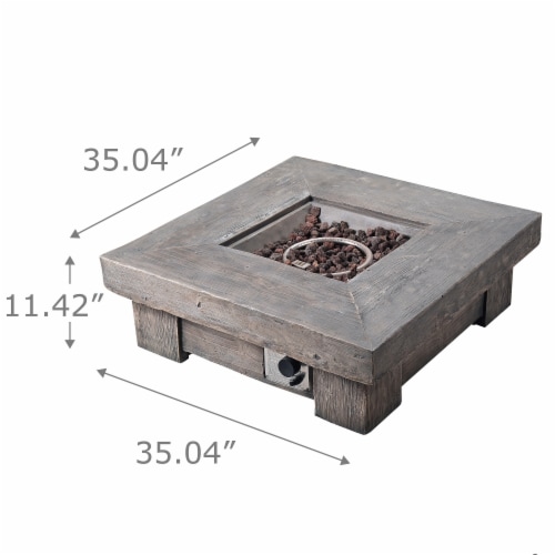 Peaktop Retro Square Propane Gas Fire Pit in Wood - Teamson Perspective: top