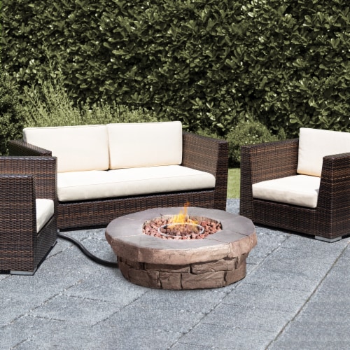 Peaktop Round Propane Gas Fire Pit in Slate Perspective: top