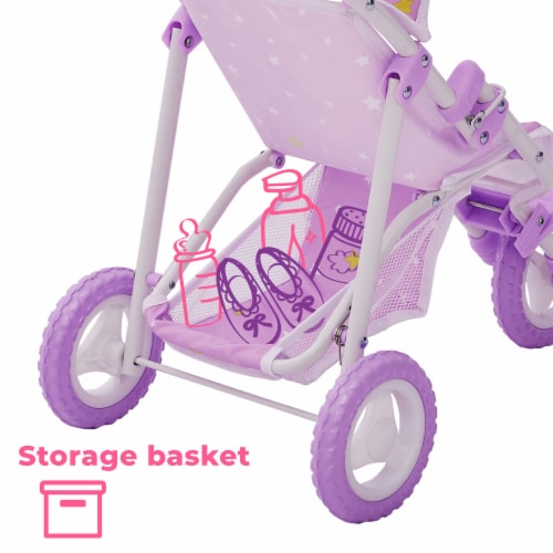Twinkle Stars Princess Baby Doll Pram Stroller fits Dolls up to 18 inch Purple 1 City Market