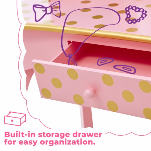 Teamson Kids Fashion Prints Polka Dot Gisele Toy Vanity Set in Pink and ...