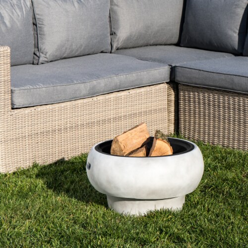 Teamson Home Outdoor Round Concrete Base BBQ Grill Wood Burning Fire Pit, Gray Perspective: top