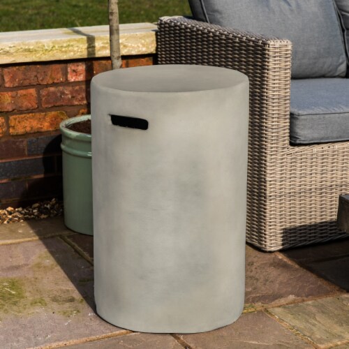 Peaktop Firepit Outdoor Gas Fire Pit Cylinder Concrete Storage Gray HT24170AA Perspective: top