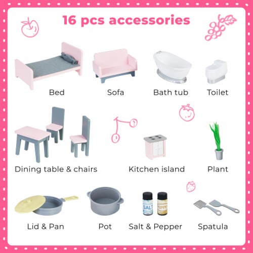 Teamson kids wonderland ariel 2 in store 1 doll house & play kitchen
