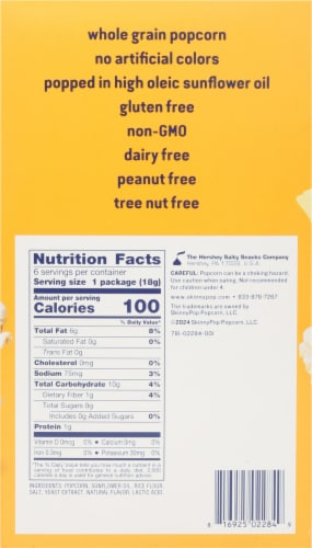 Skinny Pop Dairy Free White Cheddar Flavored Popcorn Multipack Perspective: top