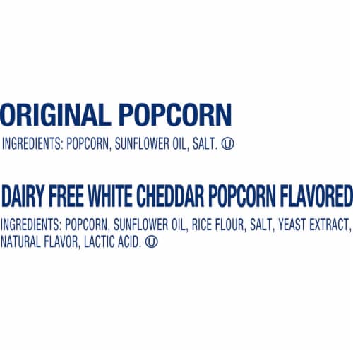 SkinnyPop Popcorn, Original and Dairy Free White Cheddar, 0.5oz Snack Size Bags (18 Count) Perspective: top