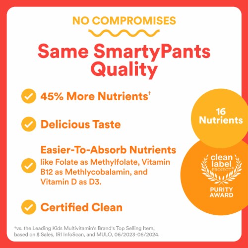 SmartyPants Kids Plus Multvitamin & Omega 3 Gummies Supplement with Vitamins C, D3, B12, Zinc Perspective: top