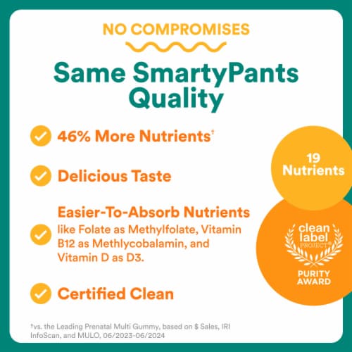 SmartyPants Prenatal Plus Multivitamin & Omega 3 Gummies, Methylfolate, Vitamins D3, B12, Zinc Perspective: top