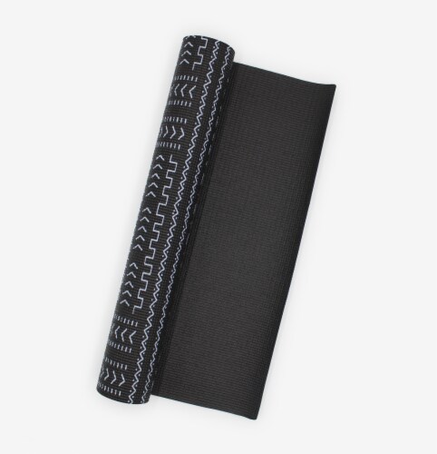 Oak and Reed Non-Slip  Yoga Mat, Black Mudcloth Perspective: top