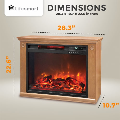 Lifesmart Square Fireplace Heater - Medium Oak Perspective: top