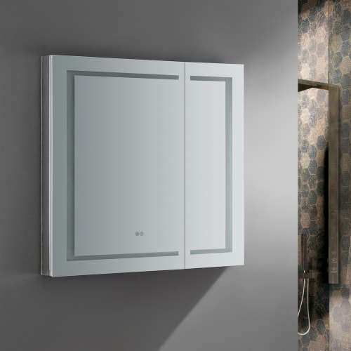 Fresca Spazio 36  Wide X 36  Tall Bathroom Medicine Cabinet W/ Led Lighting & Defogger Perspective: top