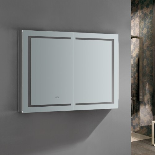 Fresca Spazio 48  Wide X 36  Tall Bathroom Medicine Cabinet W/ Led Lighting & Defogger Perspective: top