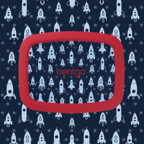 Bentgo Kids Durable & Leak Proof Rocket Children's Lunch Box - Red/Navy Perspective: top