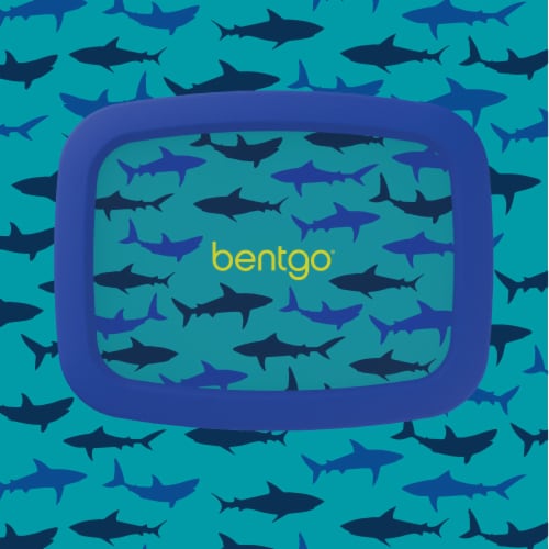 Bentgo Kids Durable & Leak Proof Shark Children's Lunch Box - Blue Perspective: top
