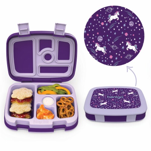Bentgo Kids Durable & Leak Proof Unicorn Children's Lunch Box - Purple Perspective: top