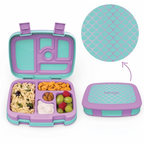 Bentgo Kids Durable & Leak Proof Mermaid Scales Children's Lunch Box - Aqua Perspective: top