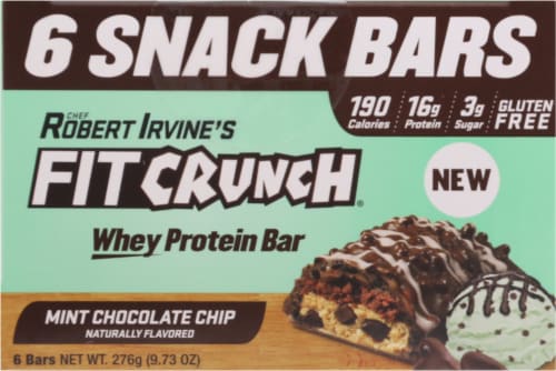 Robert Irvine's Fit Crunch® Mint Chocolate Chip Whey Protein Bars Perspective: top