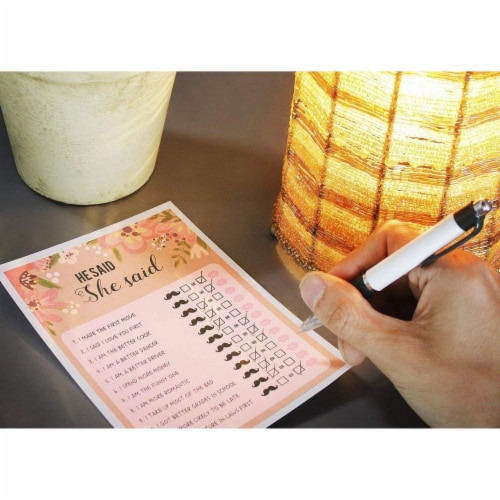 50 Sheet Floral Wedding Game Cards for Bachelorette Party and Wedding, Pink Perspective: top
