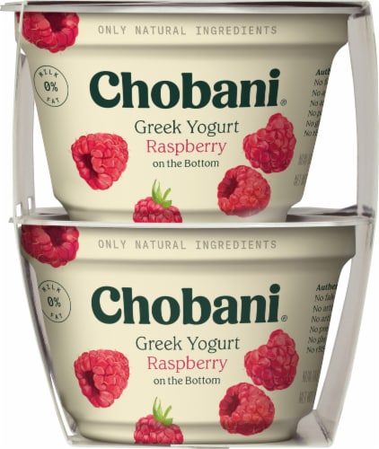 Chobani® Non-Fat Raspberry on the Bottom Greek Yogurt Perspective: top