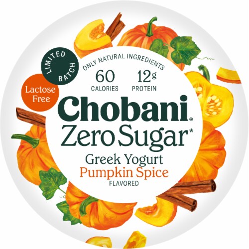 Chobani® Limited Batch Pumpkin Spice Zero Sugar Nonfat Greek Yogurt Cup Perspective: top