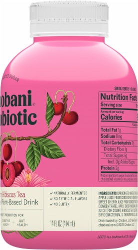 Chobani Probiotic Cherry Hibiscus Tea Plant-Based Drink Perspective: top