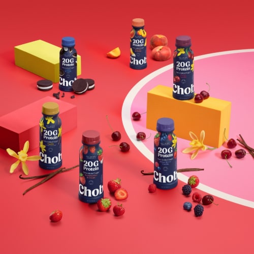 Chobani 20G Protein Lowfat Greek Yogurt Drink Mixed Berry Vanilla Perspective: top