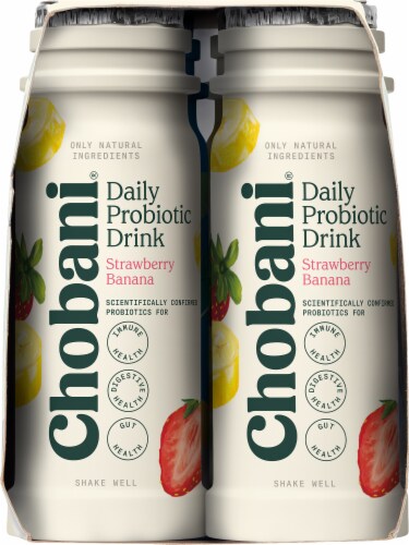 Chobani® Daily Probiotic Strawberry Banana Greek Yogurt Drinks Perspective: top