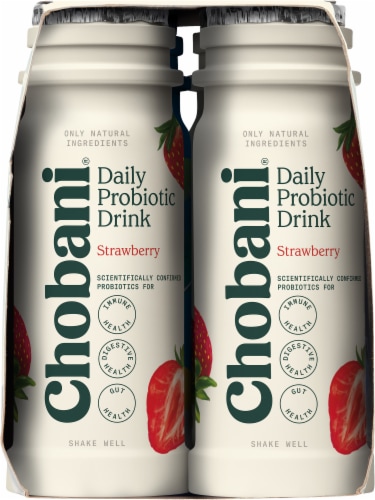 Chobani® Low-Fat Daily Probiotic Strawberry Greek Yogurt Drinks Perspective: top