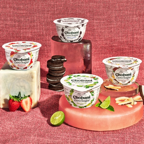 Chobani® with Zero Sugar Strawberry Cheesecake Yogurt Perspective: top