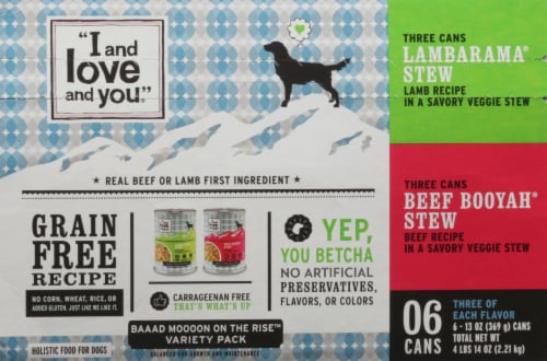 I and Love and You Baaad Moooon on the Rise Wet Dog Food Variety Pack - 6 Count Perspective: top