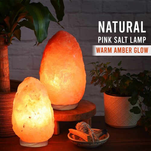 Himalayan Glow Pink Salt lamp With Neem Wooden Base, (ETL Certified) Dimmer Switch, 4-7 LBS  Perspective: top