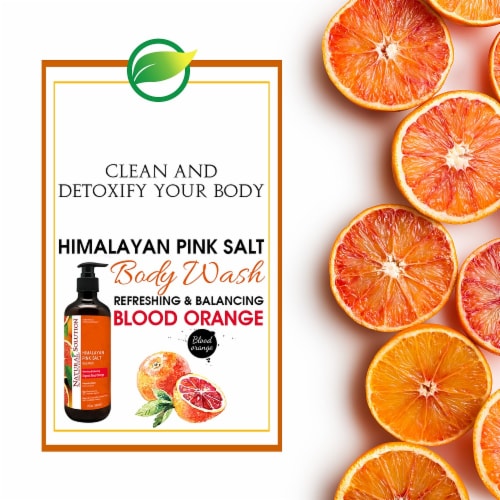 Natural Solution Body Wash, Nutrients with Himalayan Pink Salt for Skin, Blood Orange - 17 Oz Perspective: top